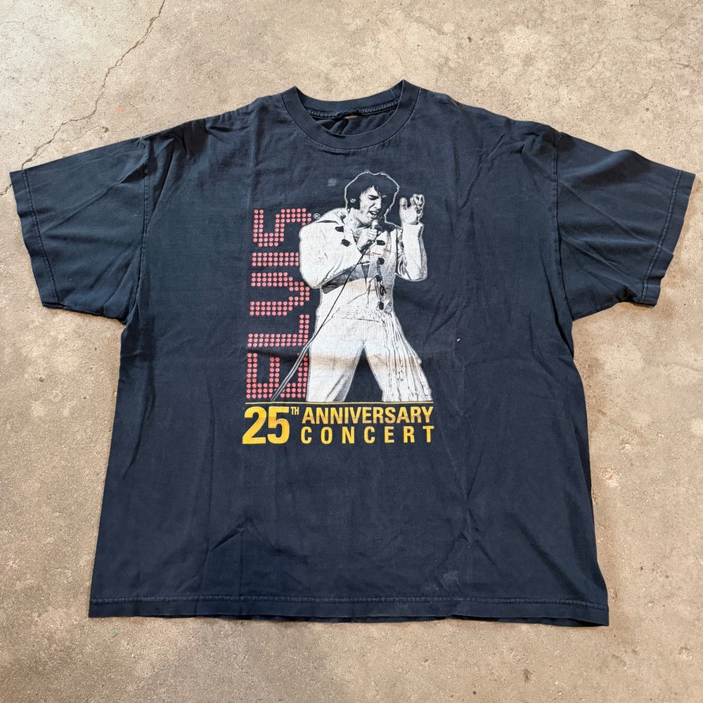 VTG 2002 Elvis Presley T-Shirt Mens XL Black 25th Anniversary Concert Memphis TN
